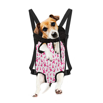 Little Breast Cancer Ribbon Print Pet Carrier Backpack