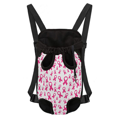 Little Breast Cancer Ribbon Print Pet Carrier Backpack
