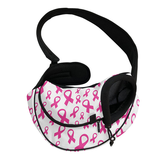 Little Breast Cancer Ribbon Print Pet Sling Carrier