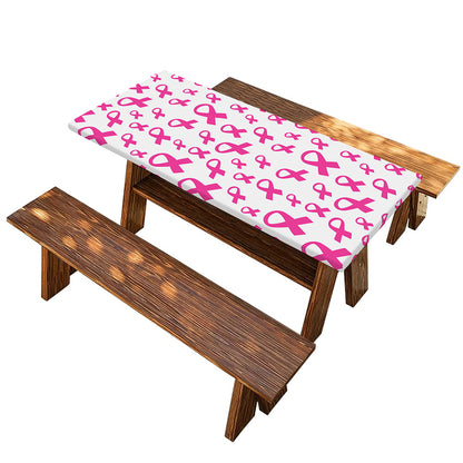 Little Breast Cancer Ribbon Print Picnic Table Cover