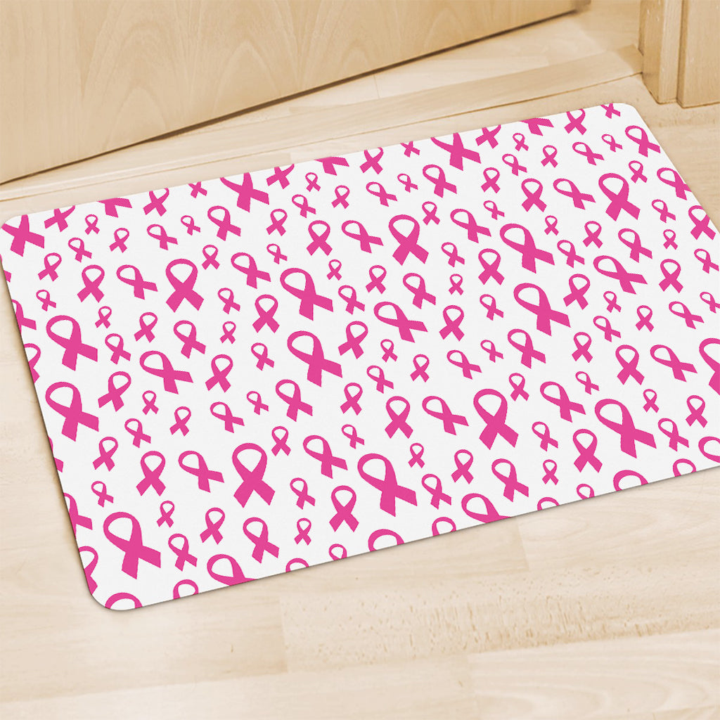 Little Breast Cancer Ribbon Print Polyester Doormat