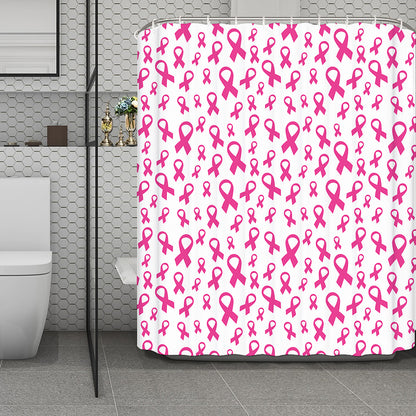 Little Breast Cancer Ribbon Print Polyester Shower Curtain