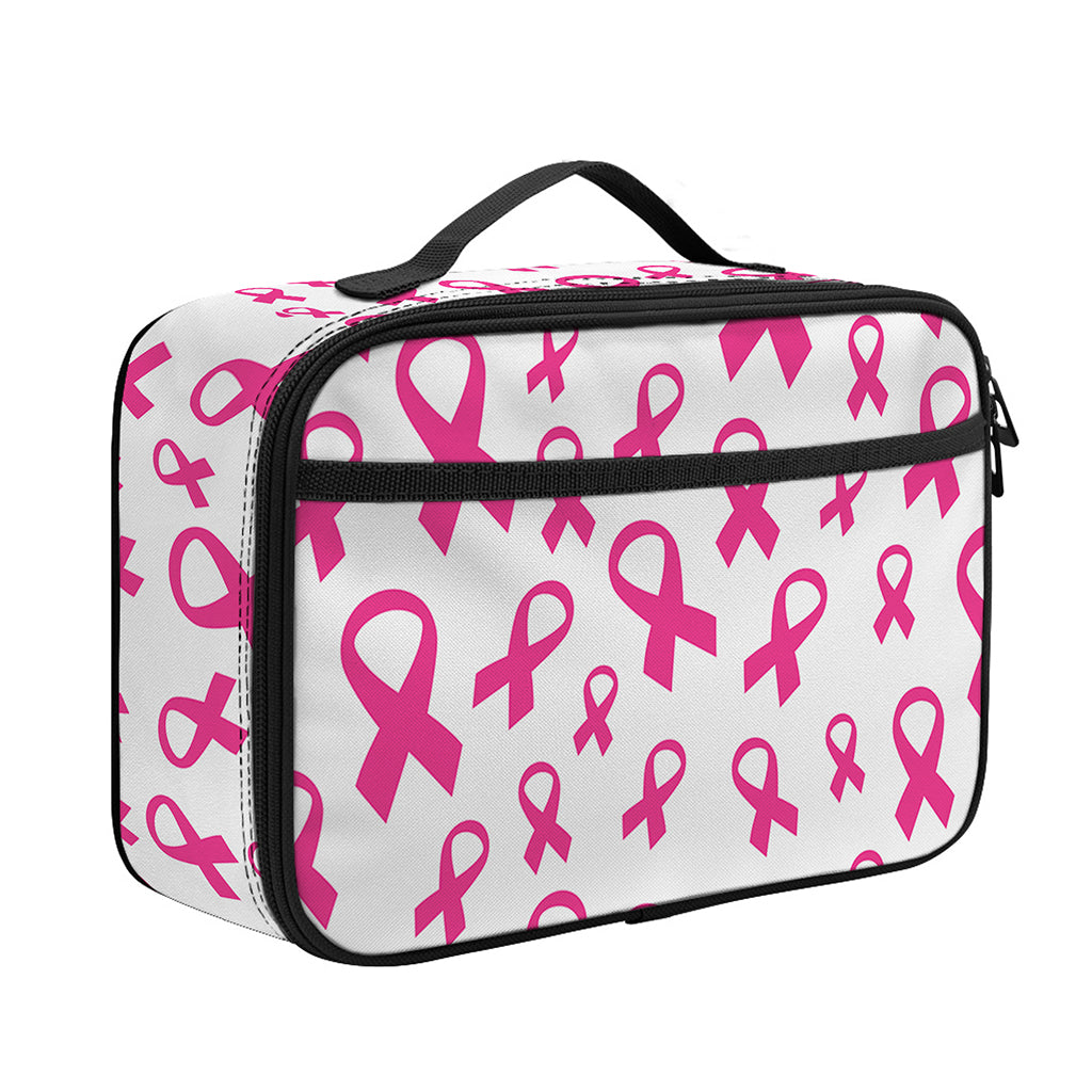 Little Breast Cancer Ribbon Print Portable Lunch Bag