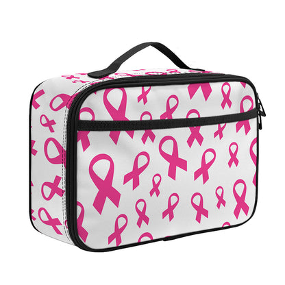 Little Breast Cancer Ribbon Print Portable Lunch Bag