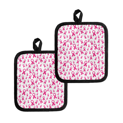 Little Breast Cancer Ribbon Print Pot Holders