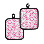 Little Breast Cancer Ribbon Print Pot Holders