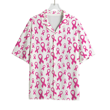 Little Breast Cancer Ribbon Print Rayon Hawaiian Shirt