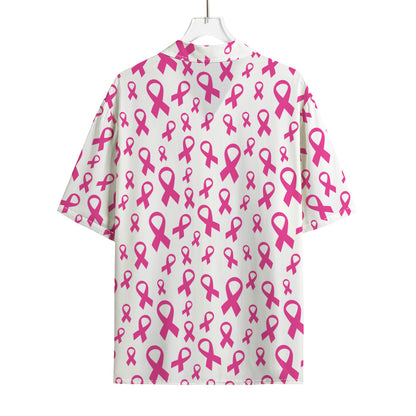 Little Breast Cancer Ribbon Print Rayon Hawaiian Shirt