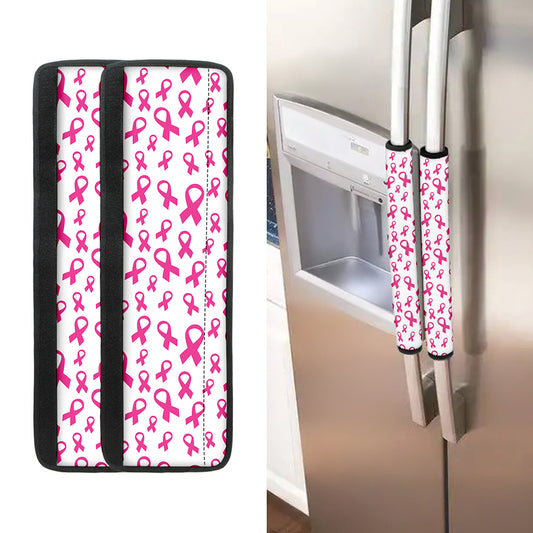 Little Breast Cancer Ribbon Print Refrigerator Handle Covers