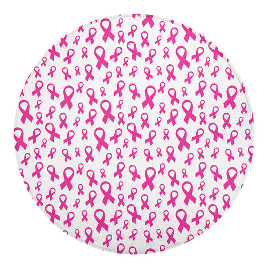 Little Breast Cancer Ribbon Print Round Blanket