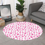 Little Breast Cancer Ribbon Print Round Rug