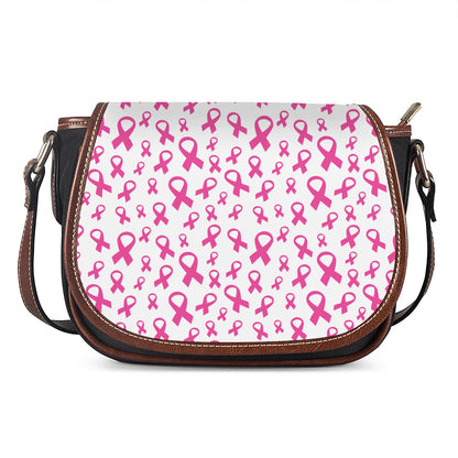 Little Breast Cancer Ribbon Print Saddle Bag