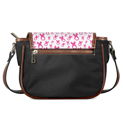 Little Breast Cancer Ribbon Print Saddle Bag