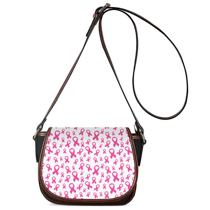 Little Breast Cancer Ribbon Print Saddle Bag