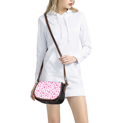 Little Breast Cancer Ribbon Print Saddle Bag