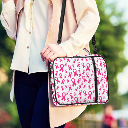 Little Breast Cancer Ribbon Print Shoulder Strap Bible Bag