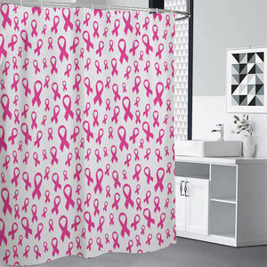 Little Breast Cancer Ribbon Print Shower Curtain