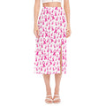 Little Breast Cancer Ribbon Print Side Slit Midi Skirt