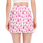 Little Breast Cancer Ribbon Print Side Slit Mini Skirt