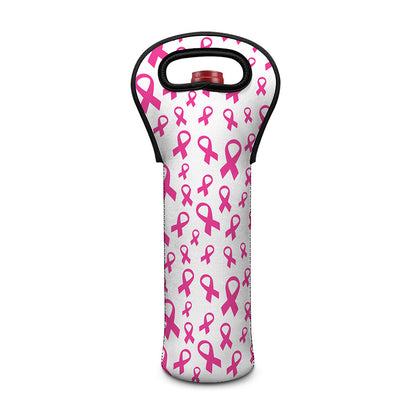 Little Breast Cancer Ribbon Print Single Neoprene Wine Tote