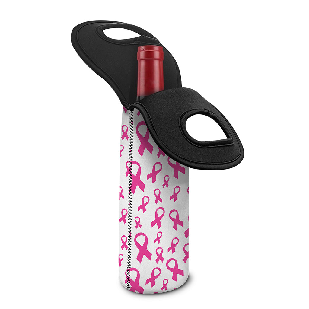 Little Breast Cancer Ribbon Print Single Neoprene Wine Tote