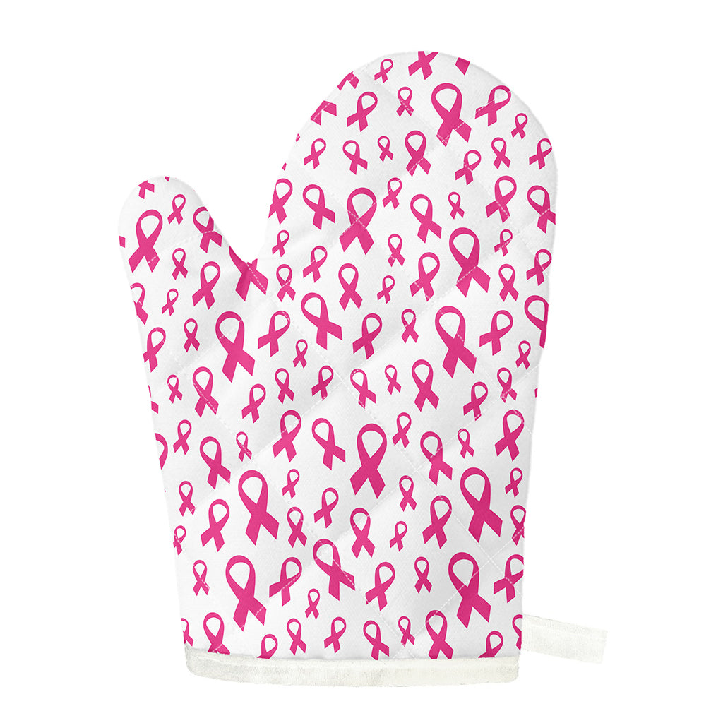 Little Breast Cancer Ribbon Print Single Oven Mitt