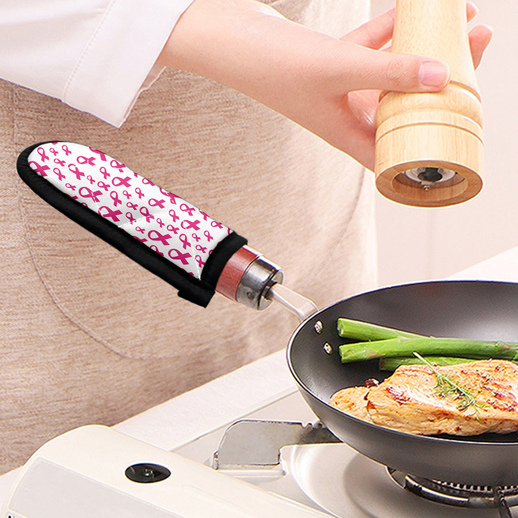 Little Breast Cancer Ribbon Print Skillet Handle Cover