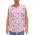 Little Breast Cancer Ribbon Print Sleeveless Baseball Jersey