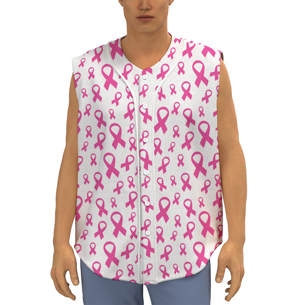 Little Breast Cancer Ribbon Print Sleeveless Baseball Jersey