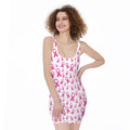Little Breast Cancer Ribbon Print Sleeveless Bodycon Dress