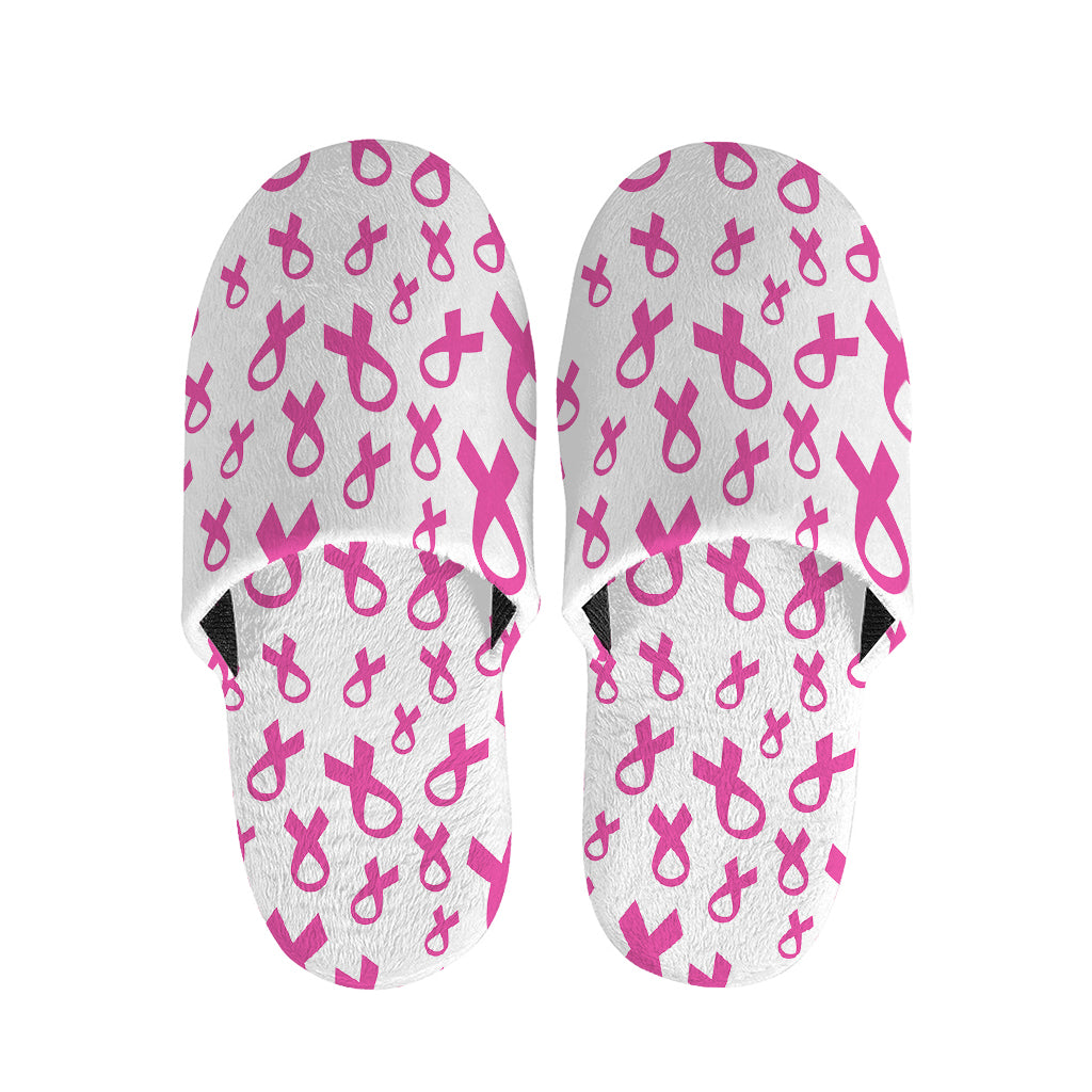 Little Breast Cancer Ribbon Print Slippers