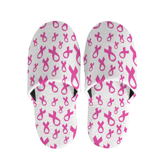 Little Breast Cancer Ribbon Print Slippers