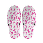 Little Breast Cancer Ribbon Print Slippers
