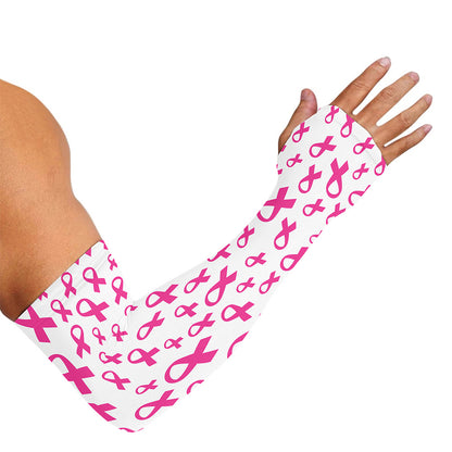 Little Breast Cancer Ribbon Print Sun Protection Arm Sleeves