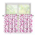 Little Breast Cancer Ribbon Print Tier Curtains