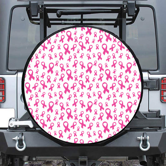 Little Breast Cancer Ribbon Print Tire Cover