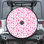 Little Breast Cancer Ribbon Print Tire Cover With Camera Hole