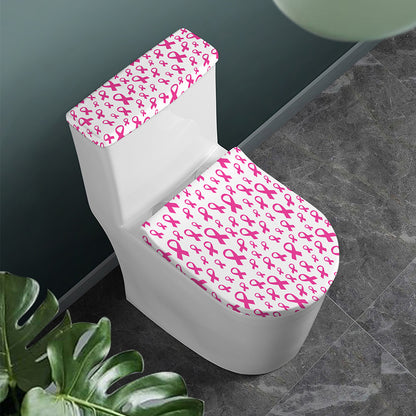 Little Breast Cancer Ribbon Print Toilet Lid And Tank Cover Set