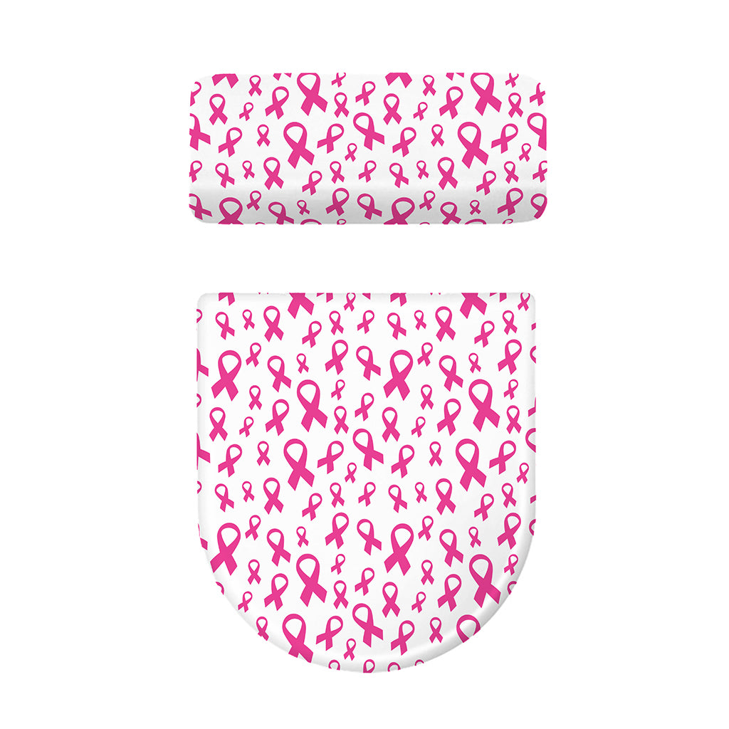 Little Breast Cancer Ribbon Print Toilet Lid And Tank Cover Set