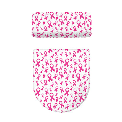 Little Breast Cancer Ribbon Print Toilet Lid And Tank Cover Set