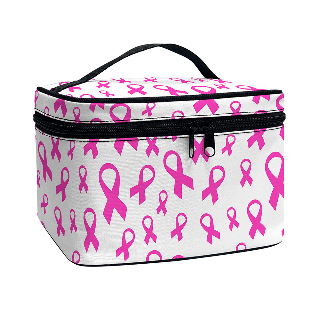 Little Breast Cancer Ribbon Print Travel Makeup Bag