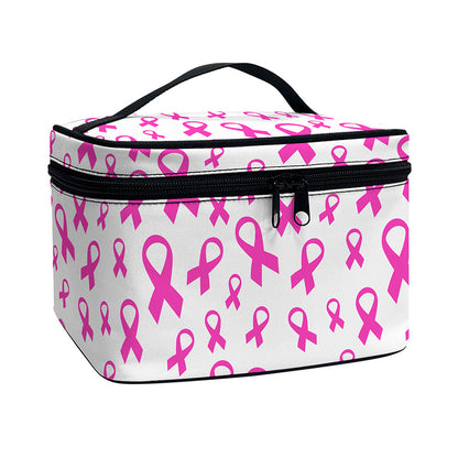 Little Breast Cancer Ribbon Print Travel Makeup Bag