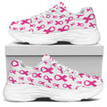 Little Breast Cancer Ribbon Print White Chunky Shoes