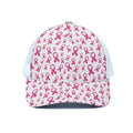 Little Breast Cancer Ribbon Print White Mesh Trucker Hat