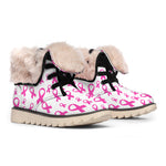 Little Breast Cancer Ribbon Print Winter Boots