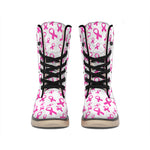 Little Breast Cancer Ribbon Print Winter Boots