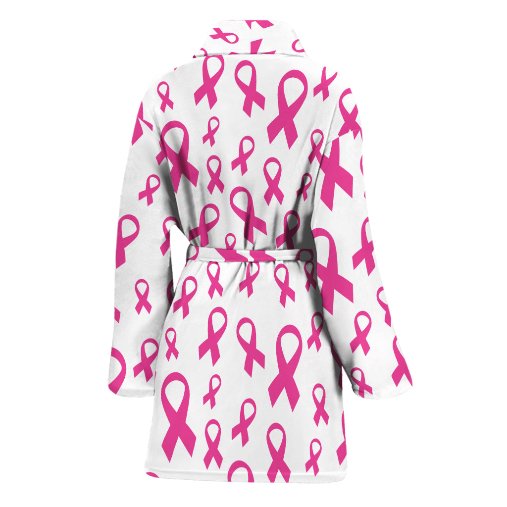 Little Breast Cancer Ribbon Print Women's Bathrobe