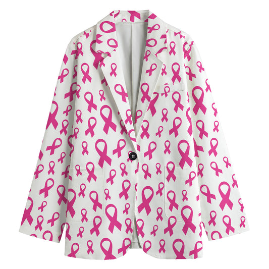 Little Breast Cancer Ribbon Print Women's Blazer