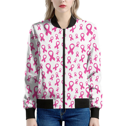 Little Breast Cancer Ribbon Print Women's Bomber Jacket