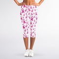 Little Breast Cancer Ribbon Print Women's Capri Leggings